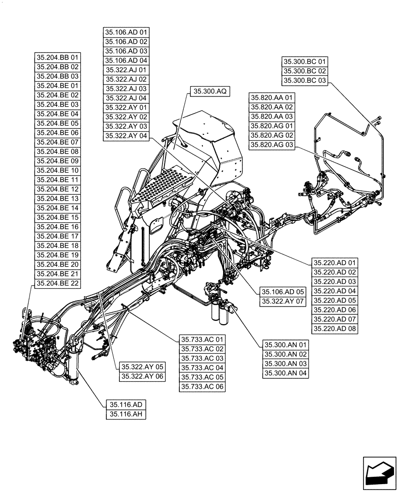 Схема запчастей Case IH QUADTRAC 470 - (00.000.35) - PICTORIAL INDEX - HYDRAULIC SYSTEMS (00) - GENERAL & PICTORIAL INDEX