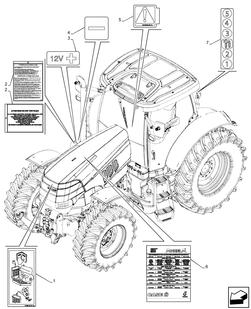 Схема запчастей Case IH PUMA 150 - (90.108.AA[13]) - DECALS, WARNING (90) - PLATFORM, CAB, BODYWORK AND DECALS