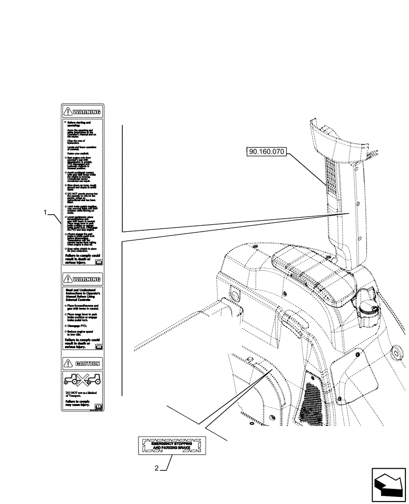 Схема запчастей Case IH FARMALL 110U - (90.108.200) - VAR - 330500, 330501, 330502, 330503, 330504, 330505, 330506, 330507, 330508, 330509, 330510, 330511, 330512, 330514, 330517, 330576, 330843, 335660, 390500 - WARNING DECAL, NA (90) - PLATFORM, CAB, BO