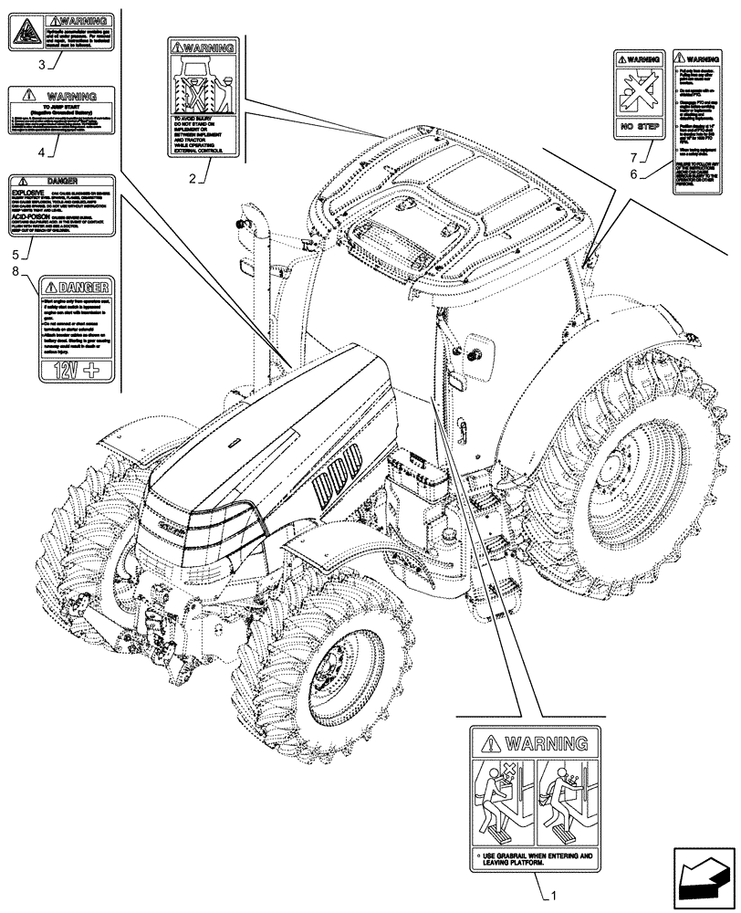 Схема запчастей Case IH PUMA 150 - (90.108.AC[11]) - VAR - 758250 - DECALS, WARNING (NA) (90) - PLATFORM, CAB, BODYWORK AND DECALS