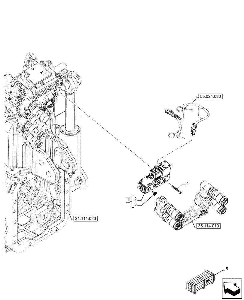 Схема запчастей Case IH FARMALL 120U - (55.035.010) - VAR - 758295, 332844 - DIVERTER, VALVE, AUTOMATIC PICK-UP HITCH (55) - ELECTRICAL SYSTEMS