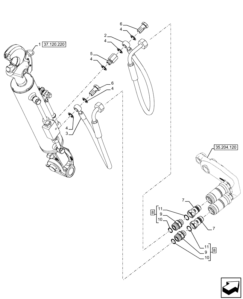 Схема запчастей Case IH FARMALL 110U - (37.120.210) - VAR - 758325 - 3 POINT HITCH, REAR, TOP LINK, HYDRAULIC (37) - HITCHES, DRAWBARS & IMPLEMENT COUPLINGS