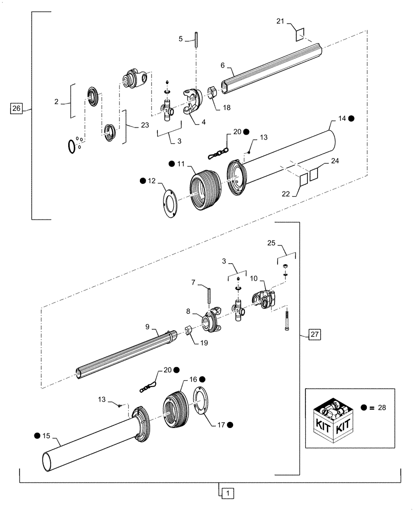 Схема запчастей Case IH 4416-30 - (31.100.AG[02]) - RH PTO SHAFT ASSY (31) - IMPLEMENT POWER TAKE OFF