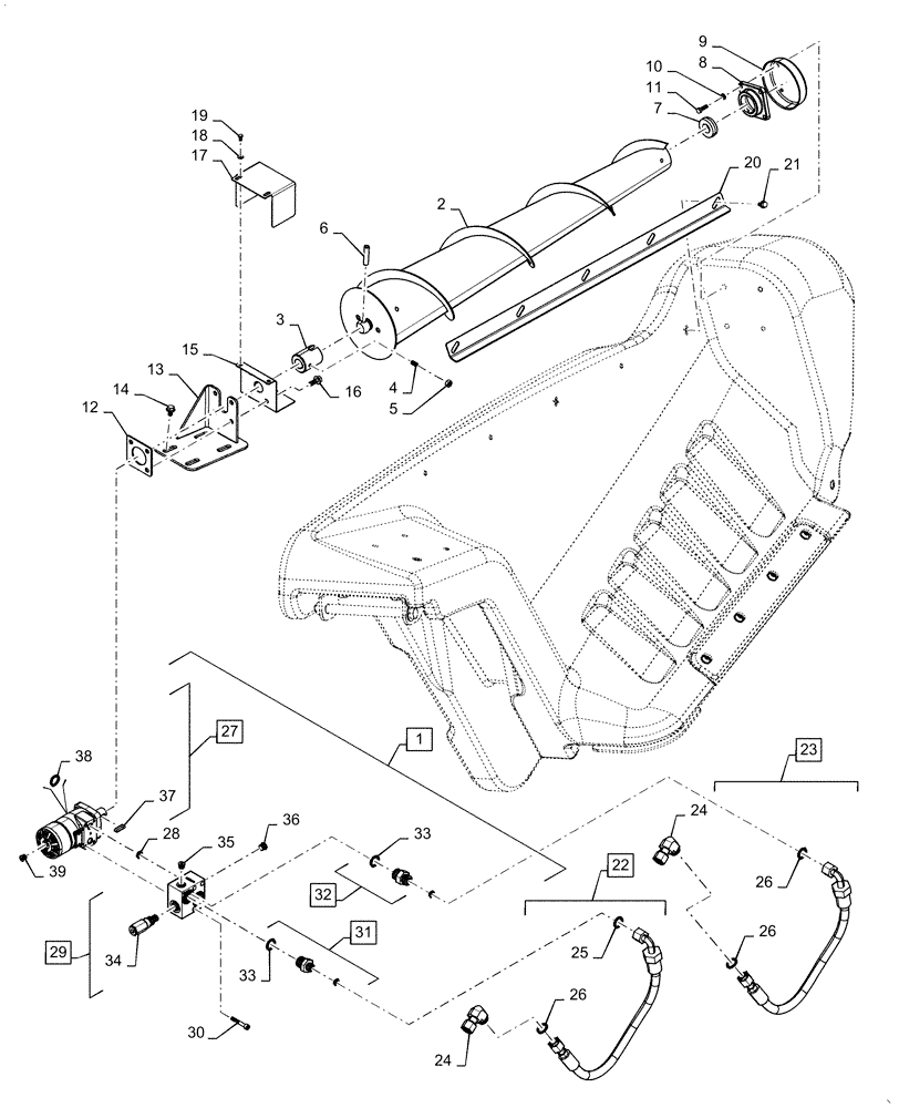 Схема запчастей Case IH 4416-30 - (58.228.AG[02]) - HOOD, AUGER ASSY, LH OUTER DIVIDER (58) - ATTACHMENTS/HEADERS