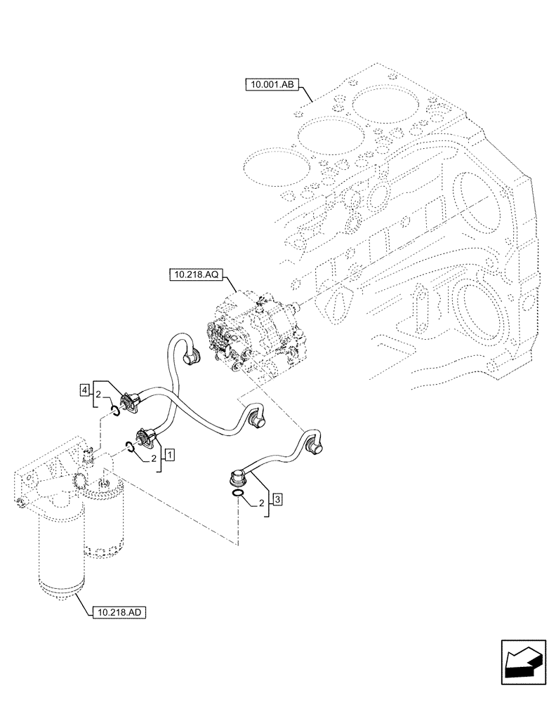 Схема запчастей Case IH F4DE9684L J113 - (10.218.AB[01]) - INJECTION EQUIPMENT - PIPING (10) - ENGINE