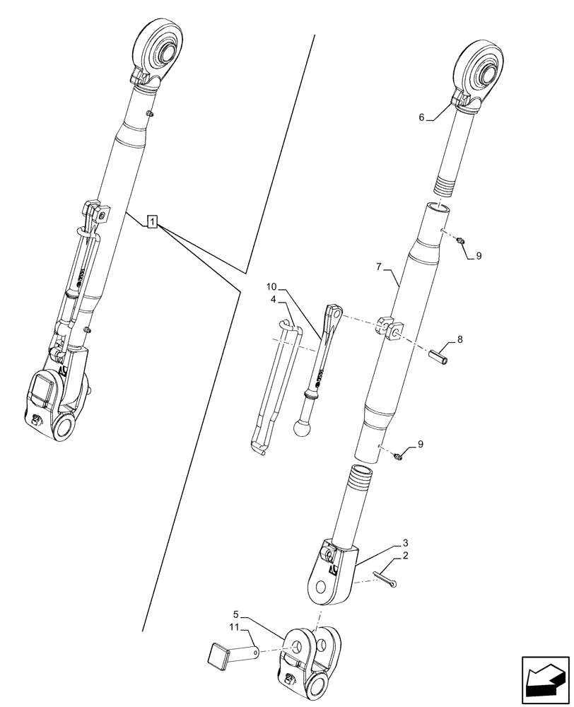 Схема запчастей Case IH FARMALL 110U - (37.120.070) - VAR - 392953 - 3 POINT HITCH, REAR, TOP LINK, COMPONENTS (37) - HITCHES, DRAWBARS & IMPLEMENT COUPLINGS