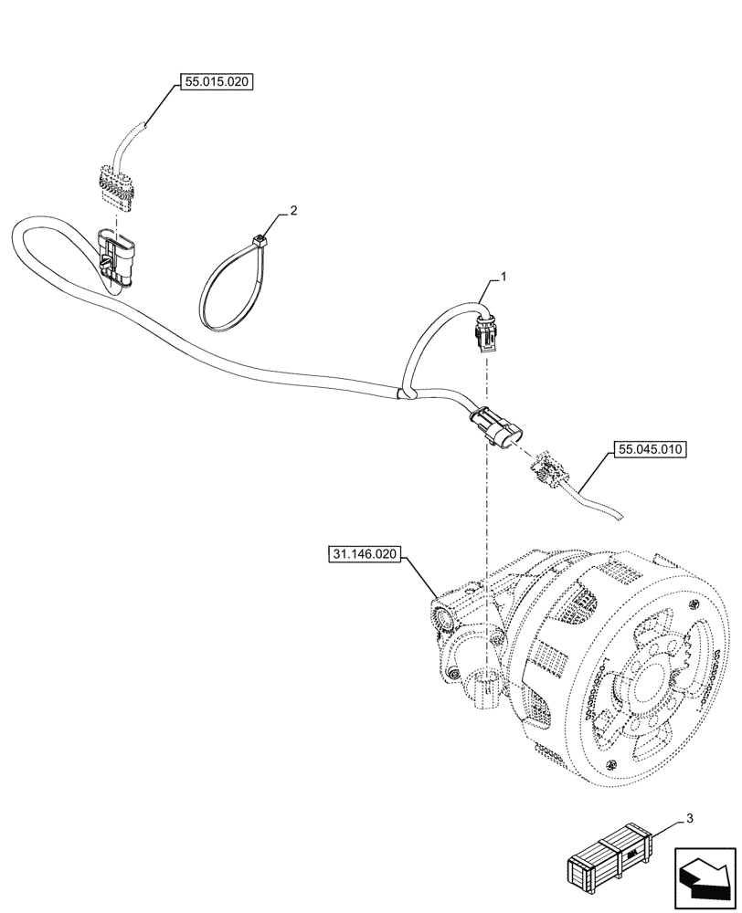 Схема запчастей Case IH FARMALL 120U - (55.049.010) - VAR - 758288, 744943, 758385, 744558, 744942, 758386, 758578 - FRONT PTO, WIRE HARNESS (55) - ELECTRICAL SYSTEMS