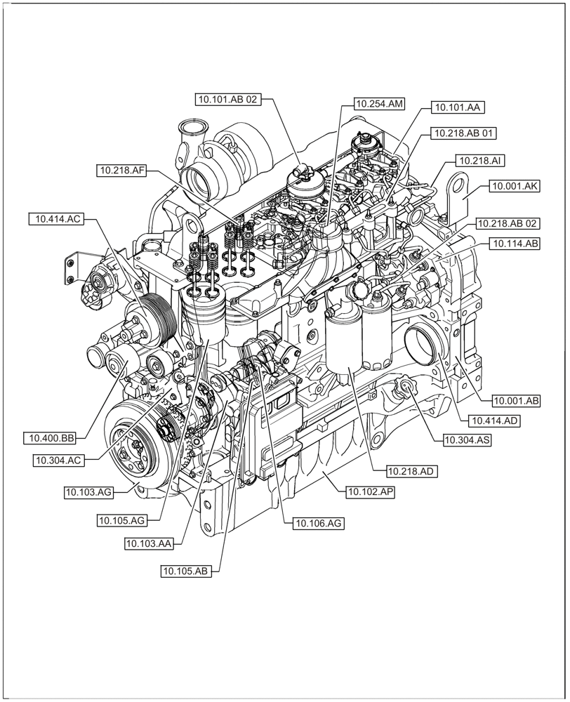 Схема запчастей Case IH F4DE9684L J112 - (10.000.00[02]) - SECTION INDEX - ENGINE (10) - ENGINE