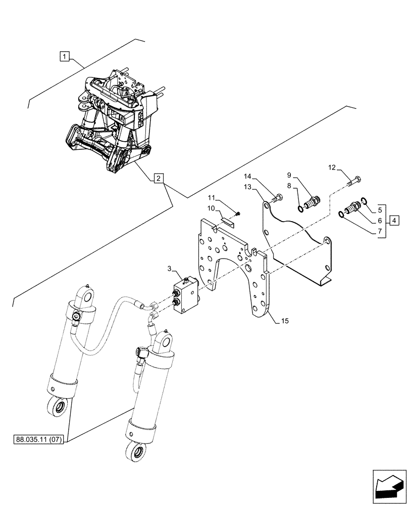 Схема запчастей Case IH PUMA 185 - (88.035.11[02]) - DIA KIT - FRONT HPL FOR SUSPENDED AND STD AXLES, LESS PTO, LESS COUPLER - LIFTER, HOUSING & COVER (88) - ACCESSORIES