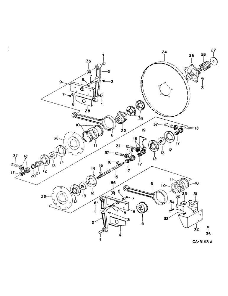 Схема запчастей Case IH 1460 - (23-03) - AUGER BED, SHOE AND SHOE SIEVE, SHAKER SHAFT AND AUGER DRIVE, S/N 1500 AND BELOW Grain Pan, Shoe & Shoe Sieve