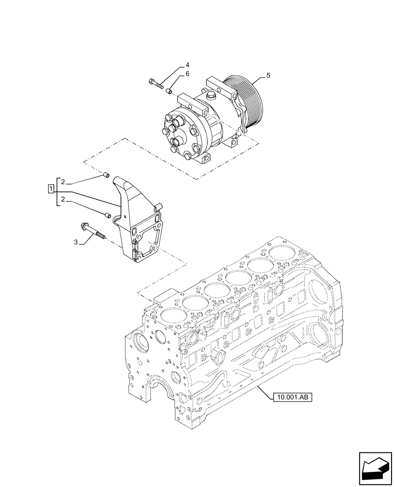 Схема запчастей Case IH F4DE9684L J112 - (50.200.AB) - COMPRESSOR - AIR CONDITIONING, SUPPORT (50) - CAB CLIMATE CONTROL