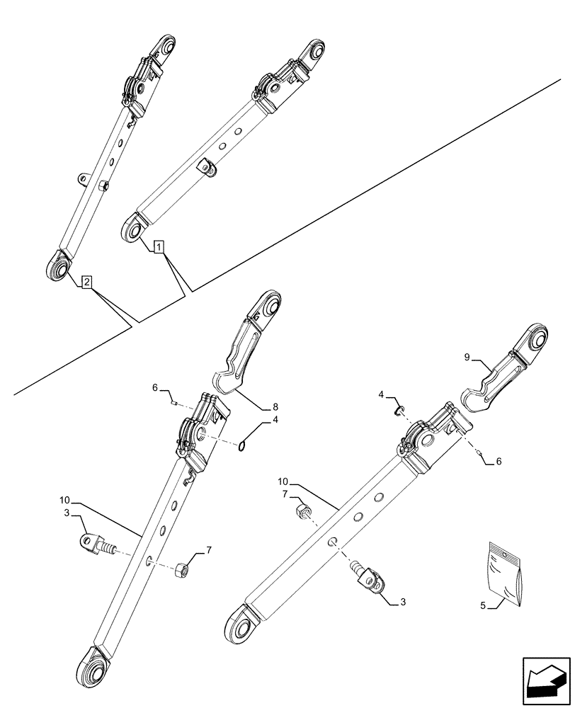 Схема запчастей Case IH FARMALL 110U - (37.120.100) - VAR - 390435 - 3 POINT HITCH, REAR, LOWER LINK, COMPONENTS (37) - HITCHES, DRAWBARS & IMPLEMENT COUPLINGS