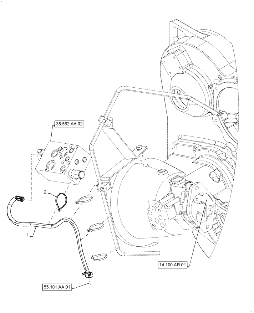 Схема запчастей Case IH 9230 - (55.101.AC[13]) - VAR - 425361, 425465 - WIRE HARNESS, DRIVE, HEADER (55) - ELECTRICAL SYSTEMS