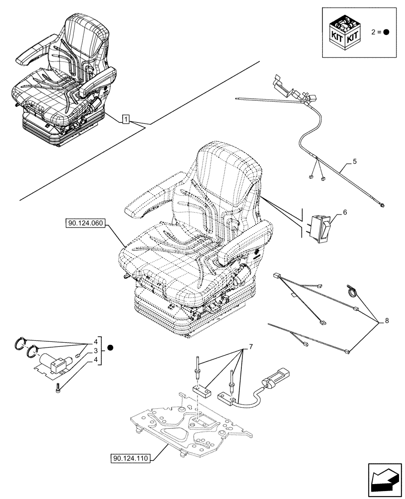 Схема запчастей Case IH FARMALL 120U - (55.512.110) - VAR - 758312 - SWITCH, ELECTRIC CABLE, SEAT, PREMIUM, EHR, JOYSTICK (55) - ELECTRICAL SYSTEMS