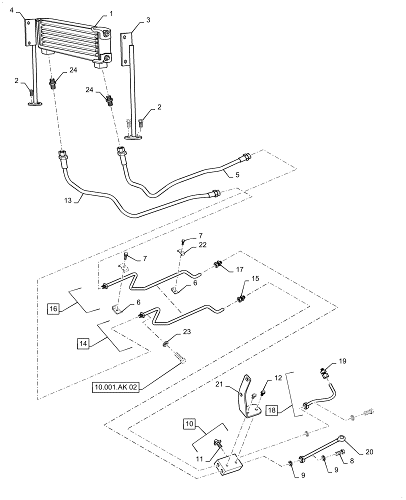 Схема запчастей Case IH FARMALL 50C - (21.109.AK[02]) - TRANSMISSION, OIL COOLER, FARMALL 40C, 50C (21) - TRANSMISSION