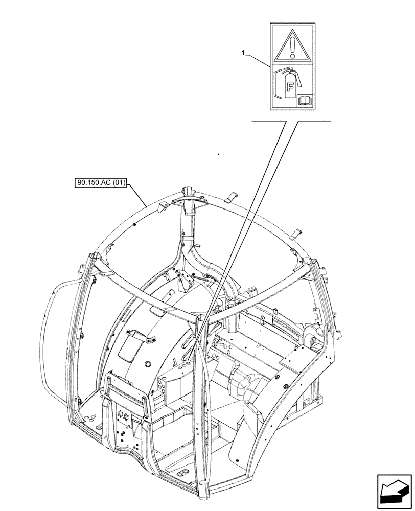Схема запчастей Case IH PUMA 150 - (90.108.AC[07]) - DECALS, WARNING, FIRE EXTINGUISHER (EU) (90) - PLATFORM, CAB, BODYWORK AND DECALS