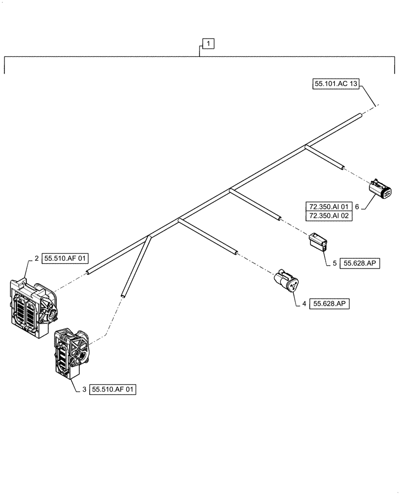 Схема запчастей Case IH 7140 - (55.101.AC[12]) - WIRE HARNESS, LEFT MAIN (55) - ELECTRICAL SYSTEMS