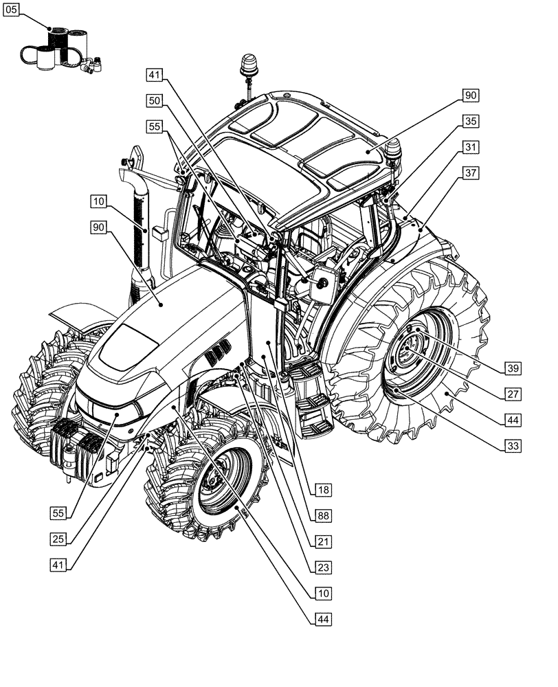 Схема запчастей Case IH FARMALL 120U - (00.000.00) - PICTORIAL INDEX - MAIN SECTIONS (00) - GENERAL & PICTORIAL INDEX