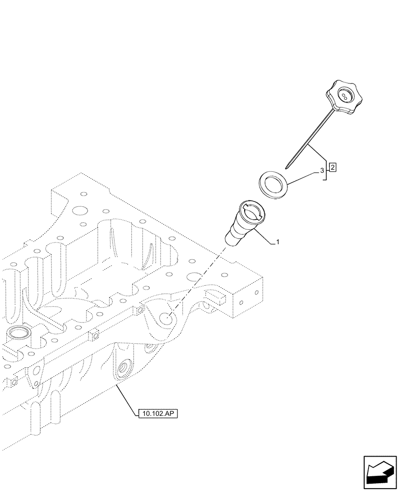 Схема запчастей Case IH F4DE9684L J113 - (10.304.AS) - ENGINE OIL DIPSTICK (10) - ENGINE