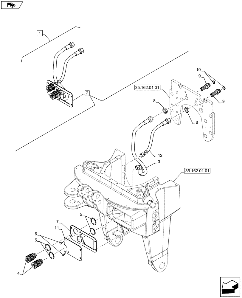 Схема запчастей Case IH PUMA 170 - (88.035.11[01]) - DIA KIT - FRONT COUPLER FOR ATT DEVICE FRONT HYD - BREAKDOWN (88) - ACCESSORIES