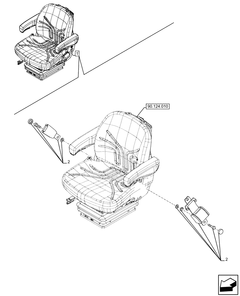 Схема запчастей Case IH FARMALL 120U - (90.151.130) - VAR - 332850 - BELT, DELUXE SUSPENSION SEAT (90) - PLATFORM, CAB, BODYWORK AND DECALS