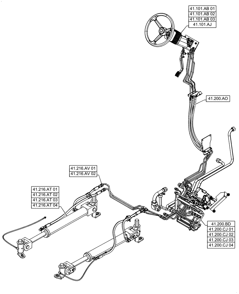 Схема запчастей Case IH QUADTRAC 470 - (00.000.41) - PICTORIAL INDEX - STEERING (00) - GENERAL & PICTORIAL INDEX