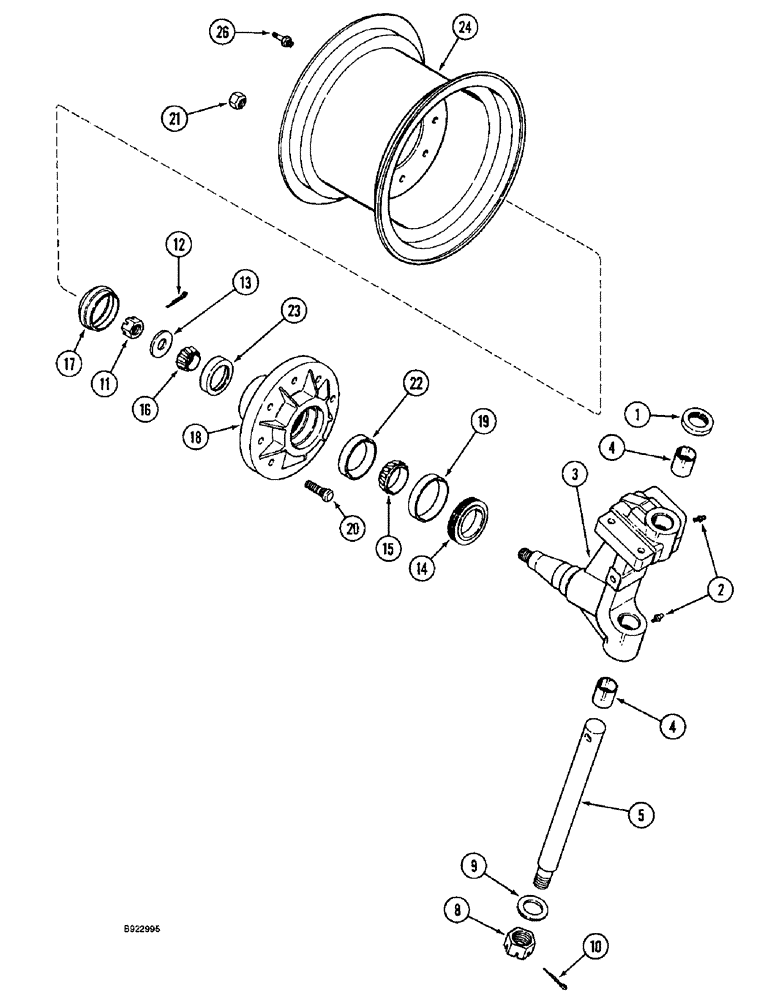 Схема запчастей Case IH 1666 - (5-28) - STEERING KNUCKLE, HUB AND WHEELS, RICE COMBINE (04) - STEERING