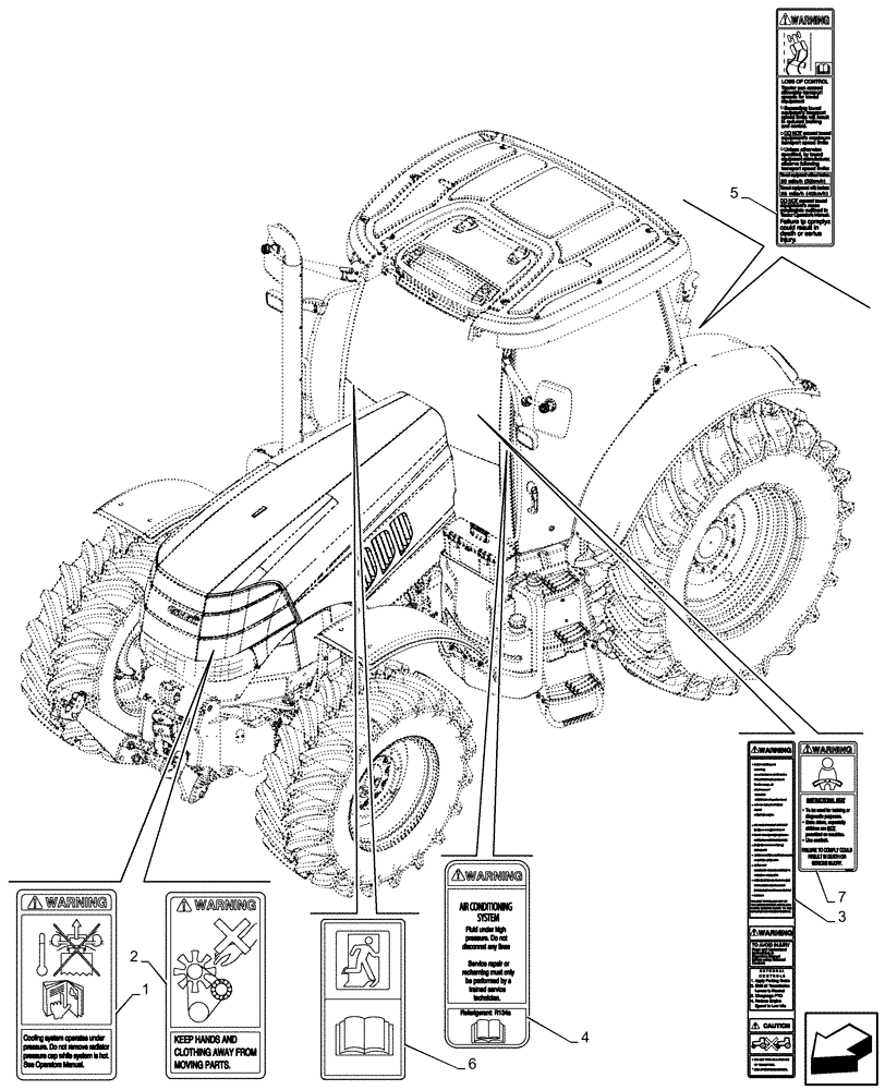 Схема запчастей Case IH PUMA 150 - (90.108.AC[12]) - DECALS, WARNING (NA) (90) - PLATFORM, CAB, BODYWORK AND DECALS