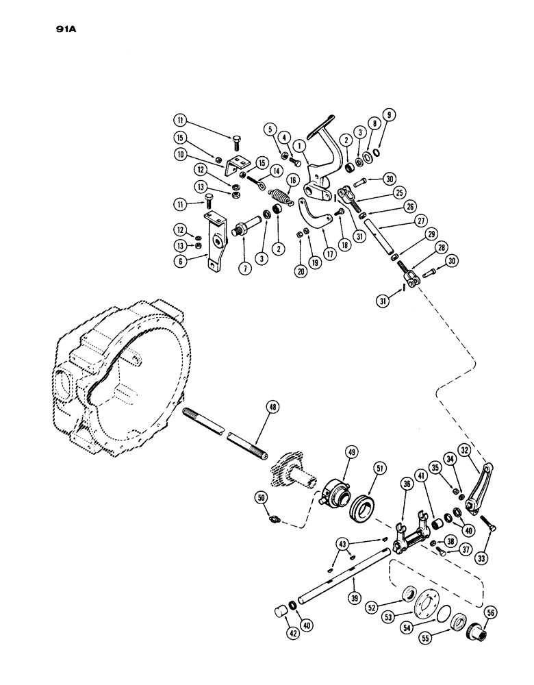 Схема запчастей Case IH 1030 - (091A) - CLUTCH CONTROLS, USED PRIOR TO TRACTOR SERIAL NUMBER 8282440 (06) - POWER TRAIN