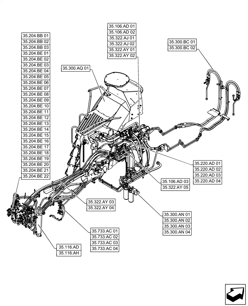 Схема запчастей Case IH QUADTRAC 470 - (00.000.35) - PICTORIAL INDEX - HYDRAULIC SYSTEMS (00) - GENERAL & PICTORIAL INDEX