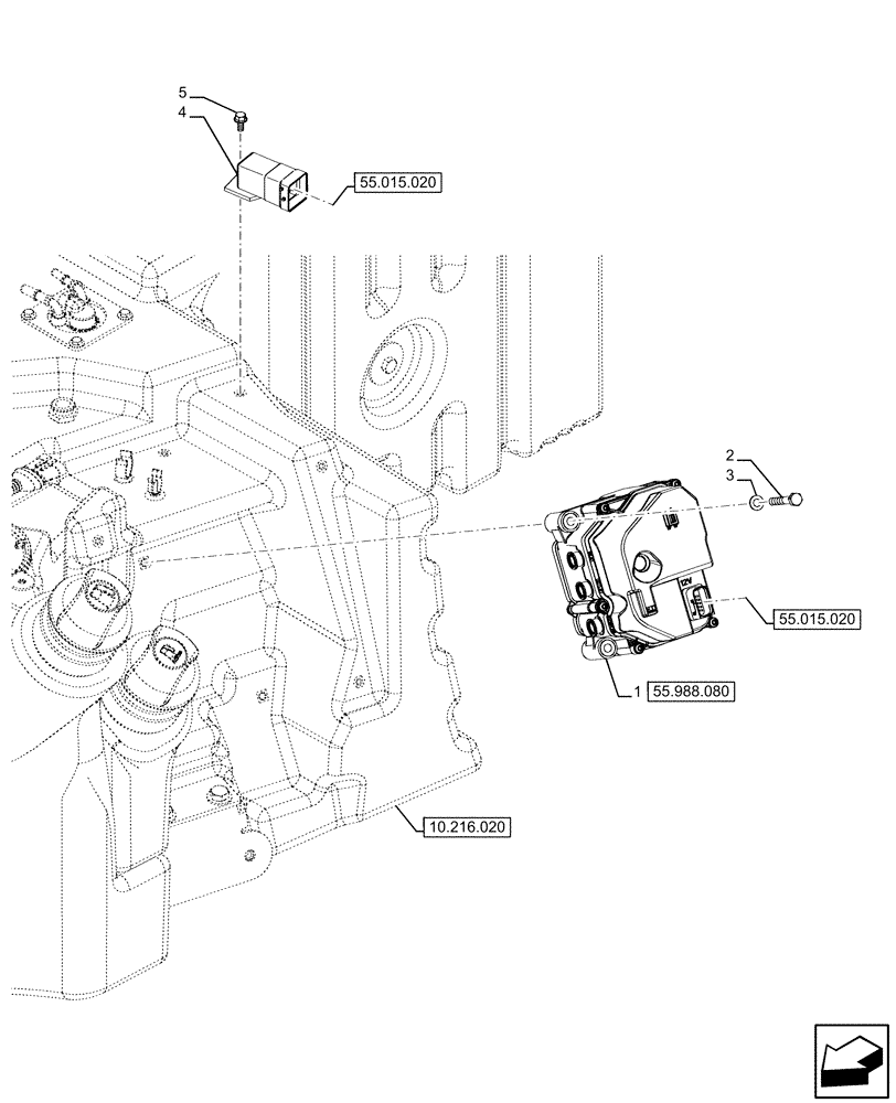 Схема запчастей Case IH FARMALL 120U - (55.988.070) - VAR - 334773, 391263 - DEF/ADBLUE™, MODULE (55) - ELECTRICAL SYSTEMS