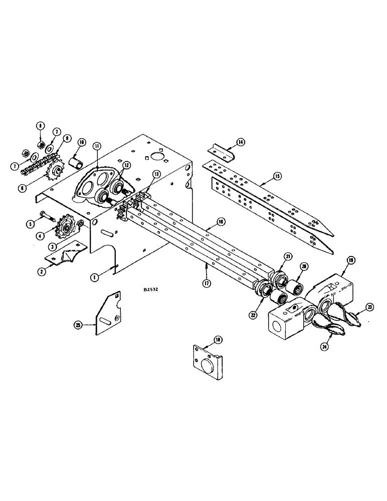 Схема запчастей Case IH 402 - (62) - STALK ROLLS, ROWS 2, 3 AND 4 (58) - ATTACHMENTS/HEADERS