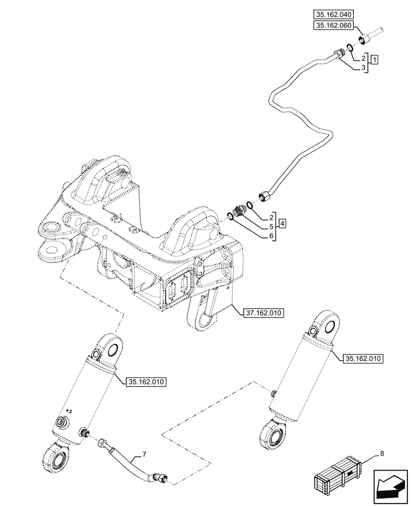 Схема запчастей Case IH FARMALL 110U - (35.162.090) - VAR - 744942, 744943, 744558, 758288, 758386, 758578 - FRONT 3 POINT HITCH, SUSPENDED FRONT AXLE, LIFT (35) - HYDRAULIC SYSTEMS