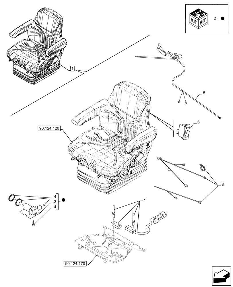 Схема запчастей Case IH FARMALL 120U - (55.512.120) - VAR - 758312 - SWITCH, ELECTRIC CABLE, SEAT, PREMIUM (55) - ELECTRICAL SYSTEMS