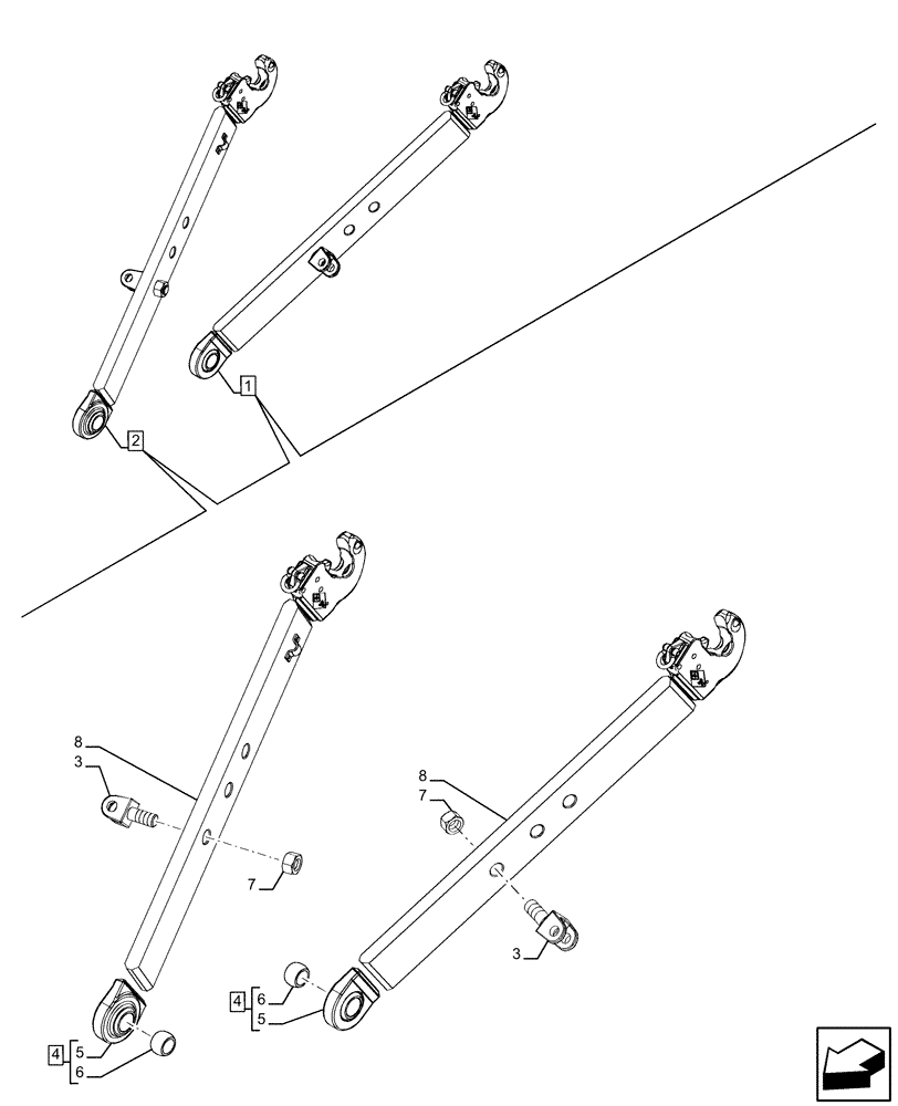 Схема запчастей Case IH FARMALL 110U - (37.120.160) - VAR - 758324 - 3 POINT HITCH, REAR, LOWER LINK, COMPONENTS (37) - HITCHES, DRAWBARS & IMPLEMENT COUPLINGS