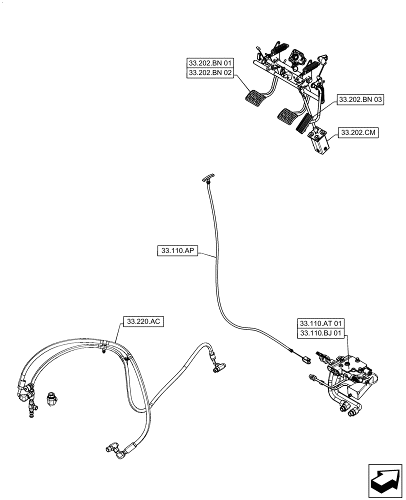 Схема запчастей Case IH QUADTRAC 470 - (00.000.33) - PICTORIAL INDEX - BRAKES & CONTROLS (00) - GENERAL & PICTORIAL INDEX