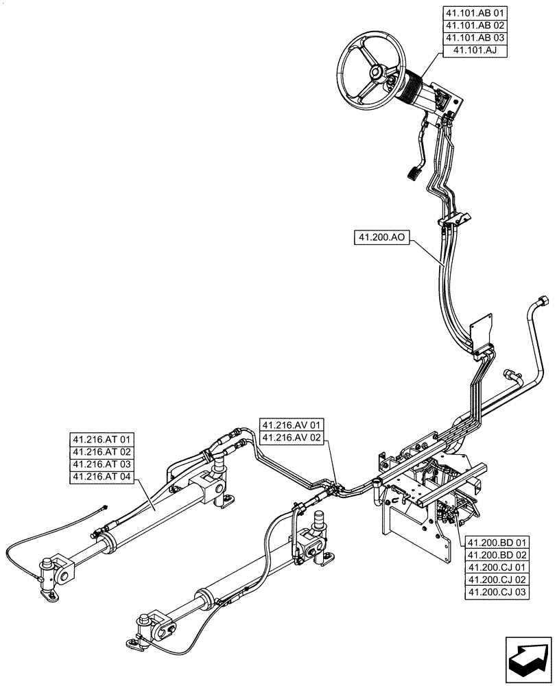 Схема запчастей Case IH STEIGER 500 - (41.000.00) - SECTION INDEX - STEERING (41) - STEERING