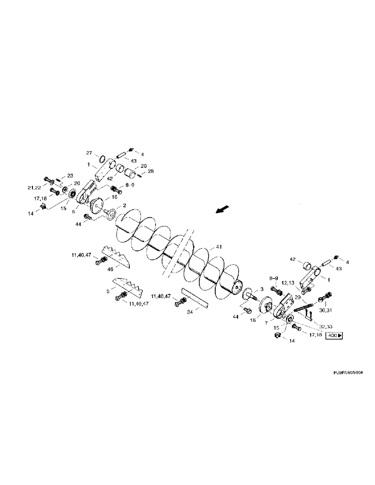 Схема запчастей Case IH PU3F0 - (08) - FEED AUGER (58) - ATTACHMENTS/HEADERS