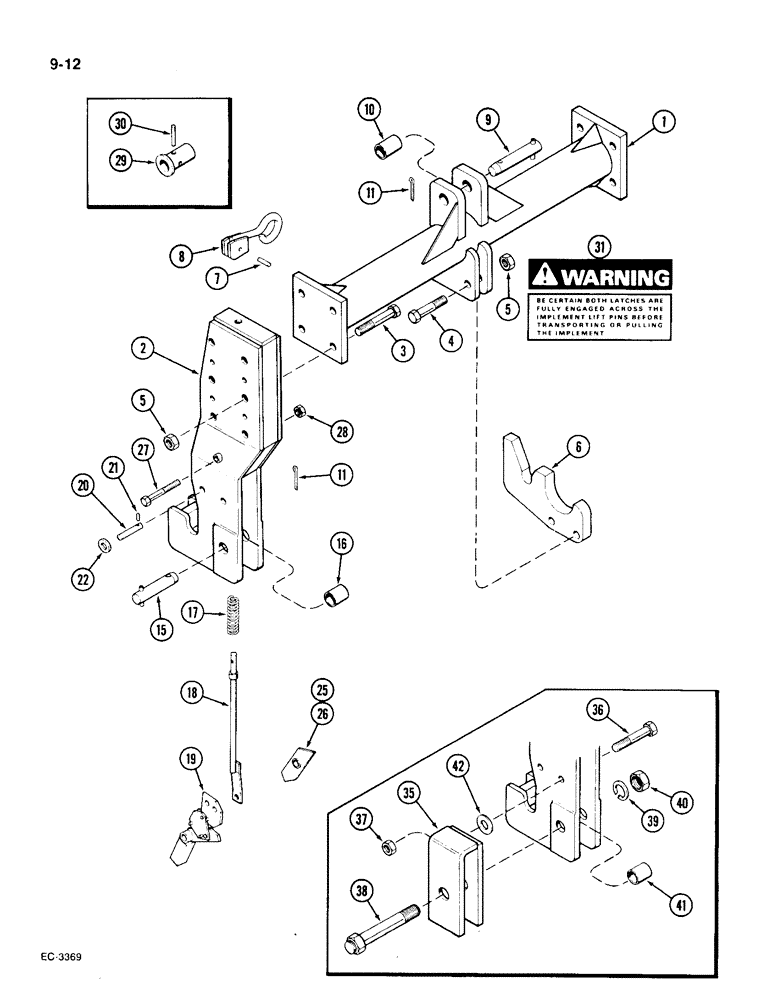 Схема запчастей Case IH 1896 - (9-012) - QUICK HITCH COUPLER, CATEGORY II AND III, WITH OFFSET FRAME (09) - CHASSIS/ATTACHMENTS