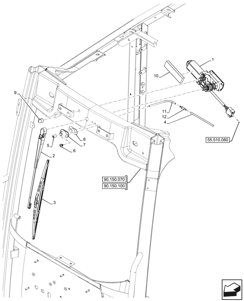 Схема запчастей Case IH FARMALL 110N - (55.518.020) - VAR - 330642 - WINDSHIELD WIPER, CAB (55) - ELECTRICAL SYSTEMS