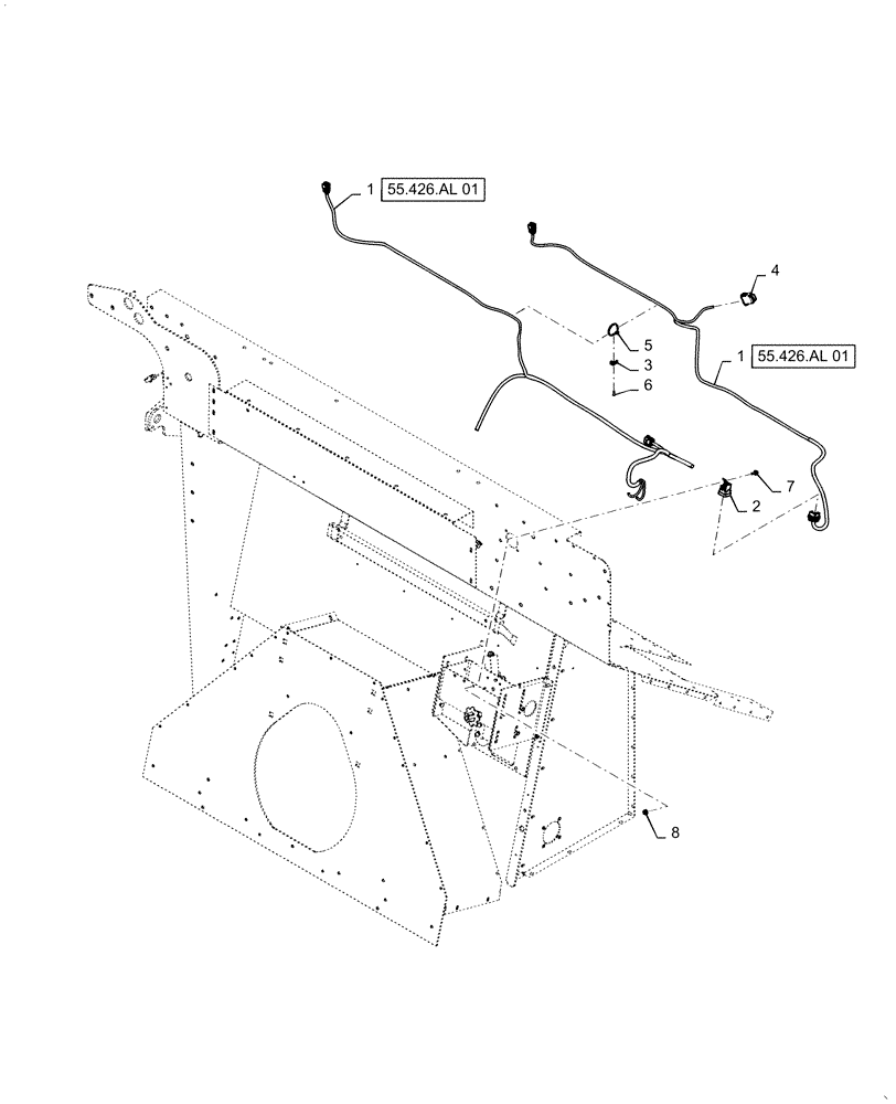 Схема запчастей Case IH 7140 - (55.101.AC[09]) - VAR - 425467, 425472 - WIRE HARNESS, GRAIN BIN EXTENSION (55) - ELECTRICAL SYSTEMS