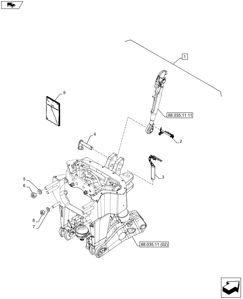 Схема запчастей Case IH PUMA 200 - (88.035.11[07]) - DIA KIT - FRONT HPL FOR SUSPENDED AND STD AXLES, LESS PTO, LESS COUPLER - LINK (88) - ACCESSORIES