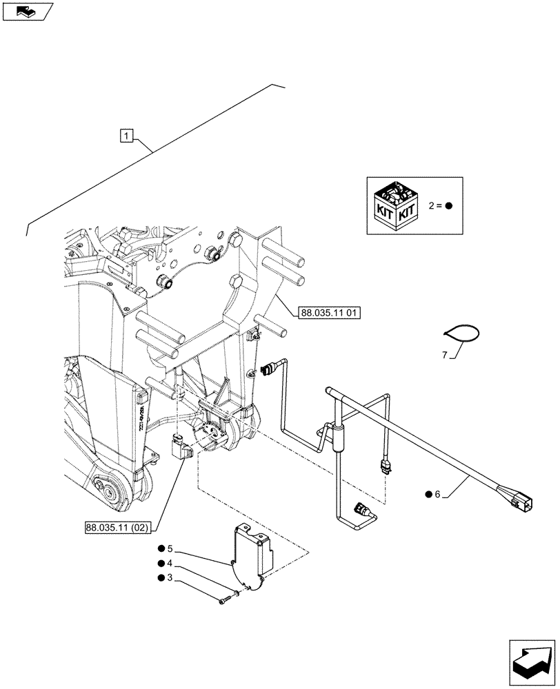 Схема запчастей Case IH PUMA 200 - (88.035.11[06]) - DIA KIT - FRONT HPL FOR SUSPENDED AND STD AXLES, LESS PTO, LESS COUPLER - HARNESS AND BRACKET (88) - ACCESSORIES