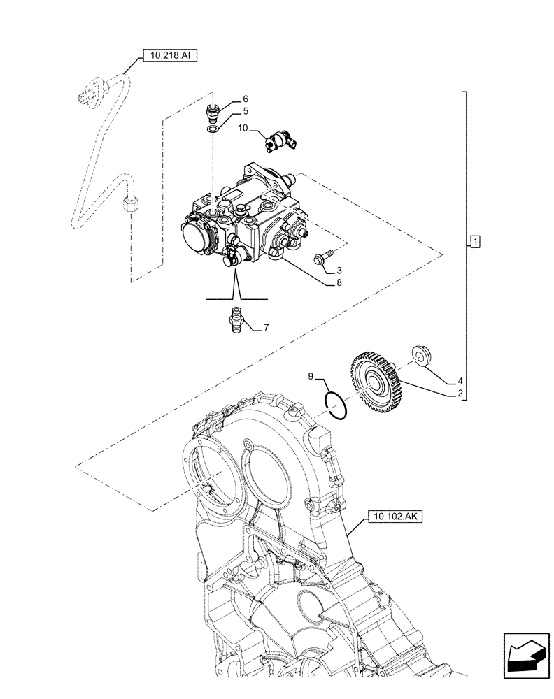 Схема запчастей Case IH F3HFE613H B007 - (10.218.AQ) - FUEL INJECTION PUMP (10) - ENGINE