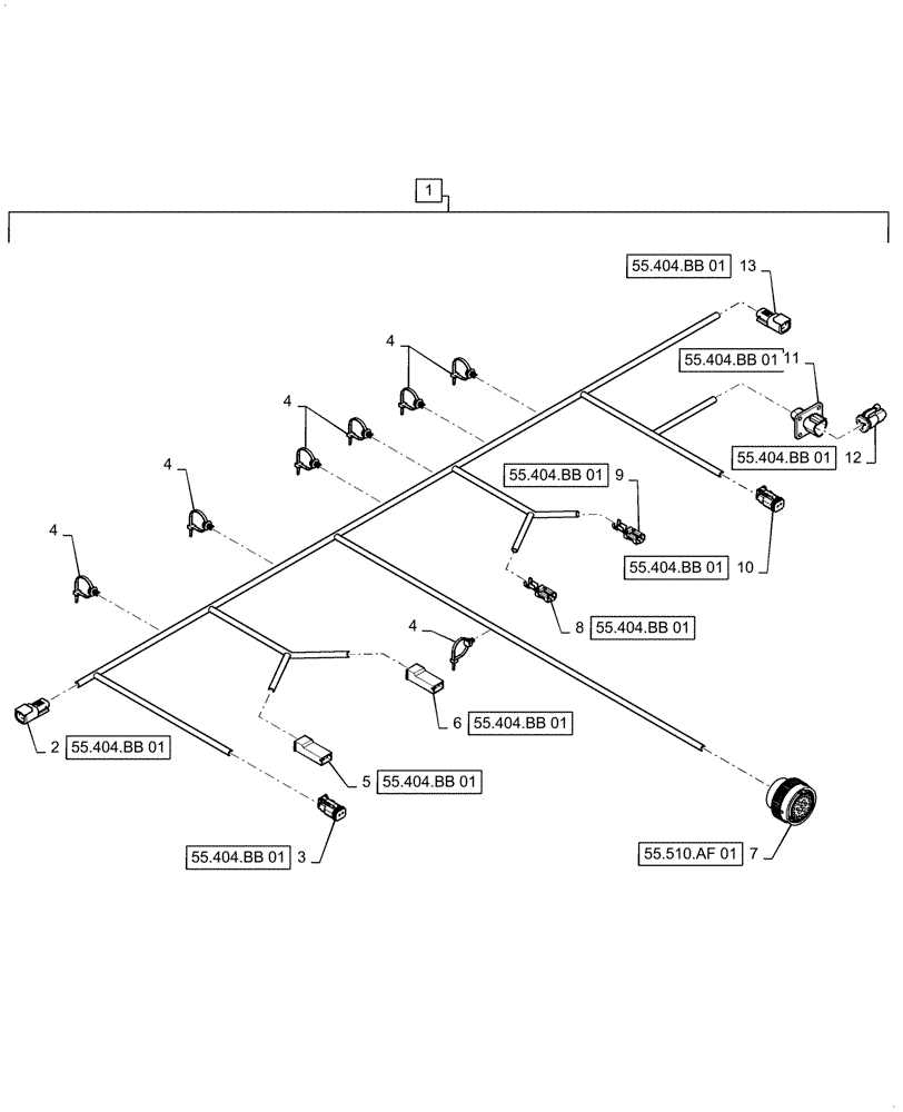 Схема запчастей Case IH 5140 - (55.404.BB[02]) - WIRE HARNESS, PLATFORM (55) - ELECTRICAL SYSTEMS