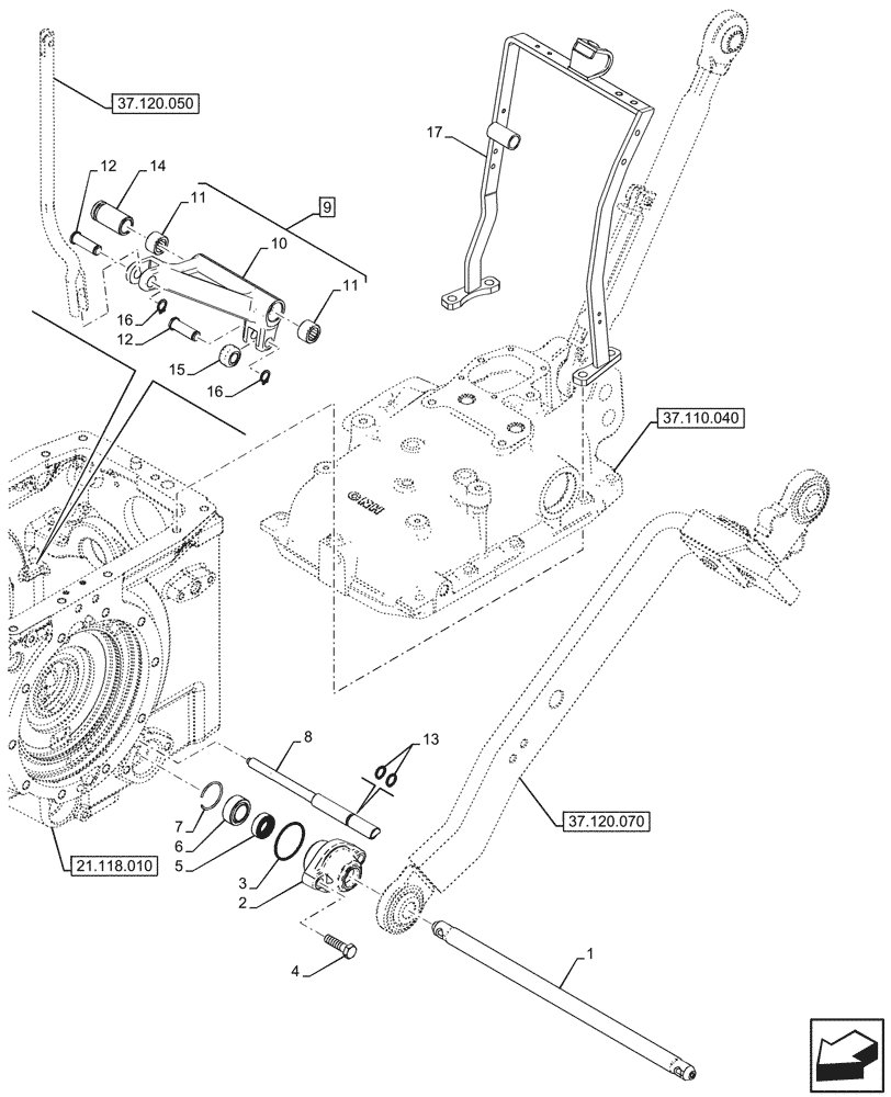 Схема запчастей Case IH FARMALL 100N - (37.120.010) - VAR - 342266, 342267, 759011 - REAR, 3 POINT HITCH, LOWER LINK, BAR, CAB (37) - HITCHES, DRAWBARS & IMPLEMENT COUPLINGS