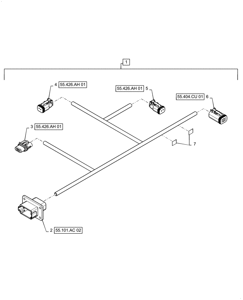 Схема запчастей Case IH 6140 - (55.426.AH[02]) - WIRE HARNESS, GRAIN TANK (55) - ELECTRICAL SYSTEMS