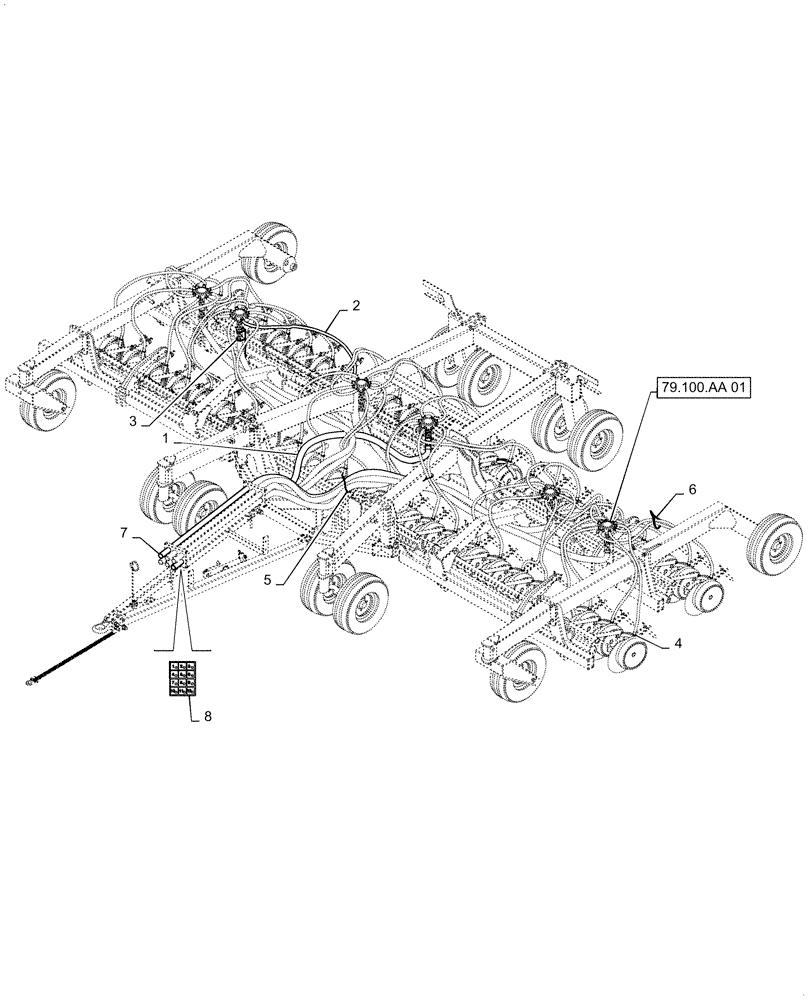 Схема запчастей Case IH 500 - (79.100.AA[16]) - AIR PACK 40 FT 10 IN TOW BETWEEN STEERED HITCH (79) - PLANTING