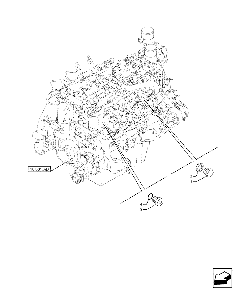 Схема запчастей Case IH FVAE2884X B200 - (10.001.AF) - ENGINE, PLUGS (10) - ENGINE