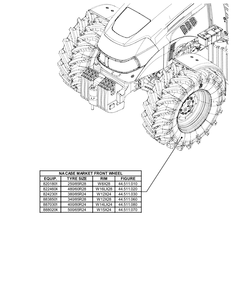 Схема запчастей Case IH FARMALL 120U - (00.000.44[03]) - PICTORIAL INDEX - WHEELS (00) - GENERAL & PICTORIAL INDEX